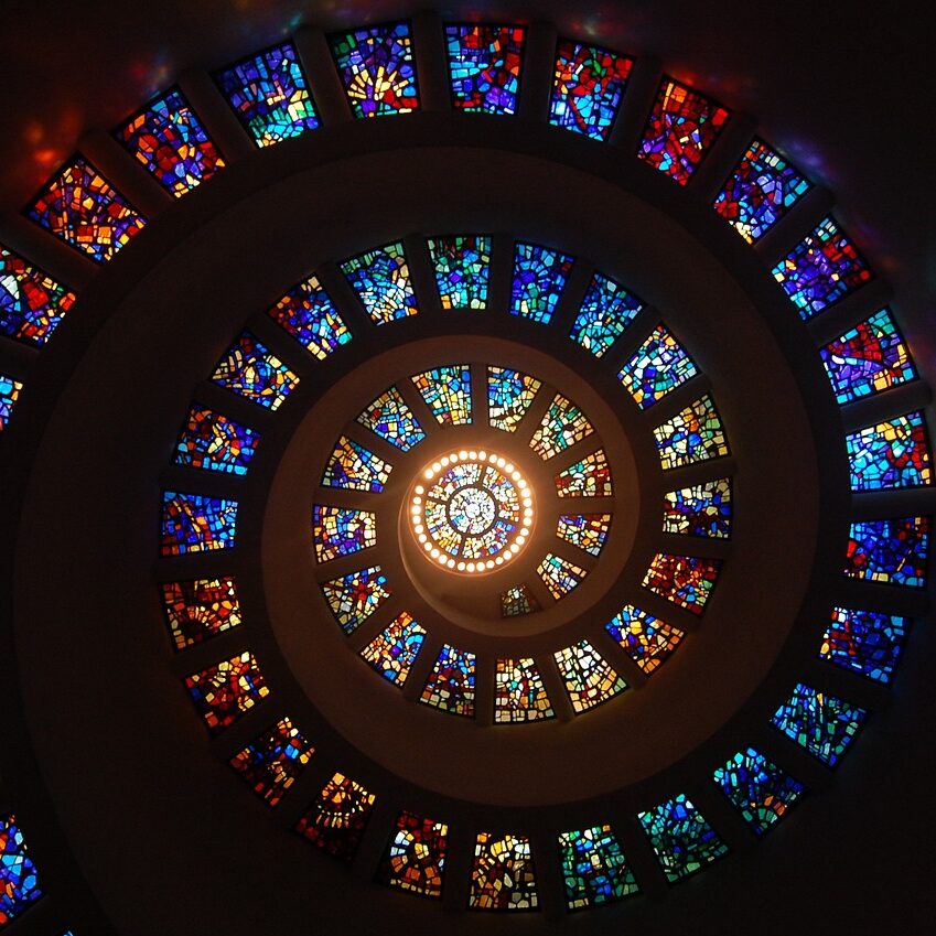 stained glass, spiral, circle